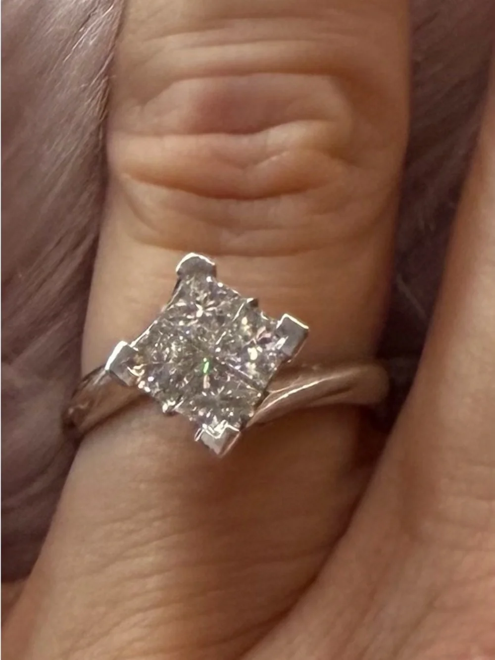 1 CT Princess-Cut Diamond Ring w/ Platinum setting